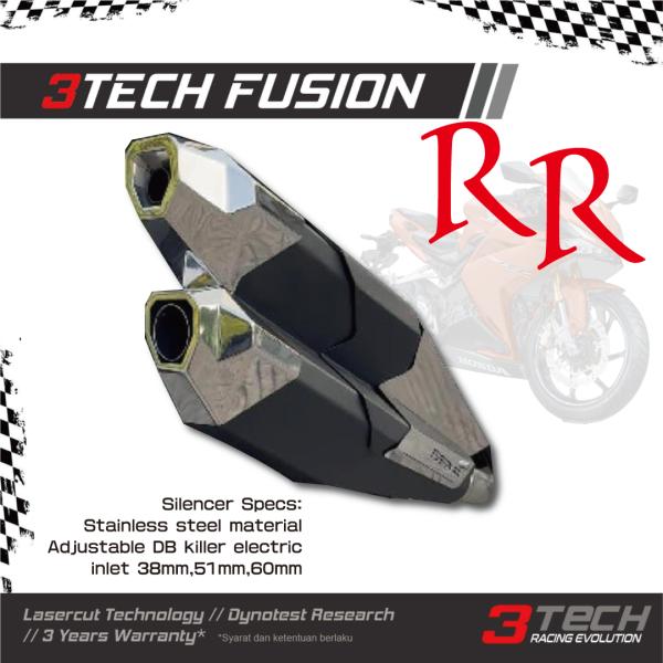 3Tech Racing Fusion RR バイク用 可変バルブ スリップオンマフラー サイレンサ...