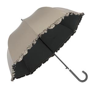 フリル 長傘 ジャンプ 日傘 晴雨兼用 55cm 遮光 UVカット コーディング加工 グラスファイバー骨 LIEBEN-1415 (アンティーク