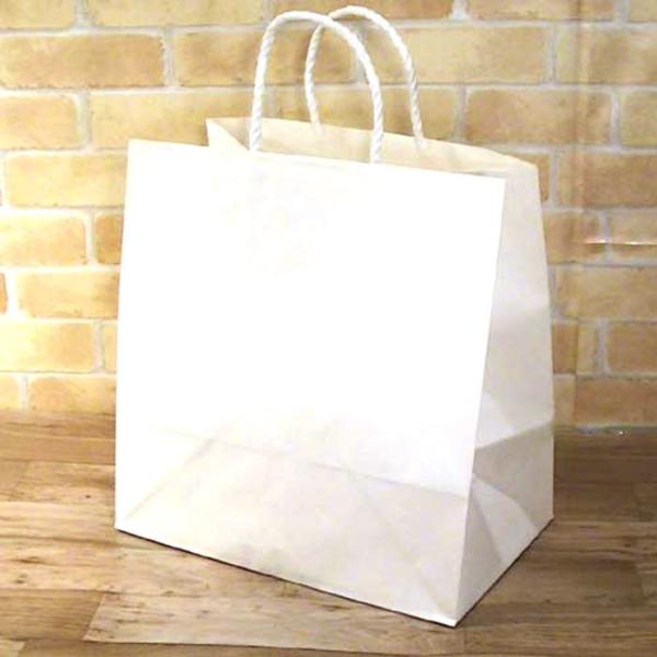 ペーパーバッグ 底幅広　底板付き 手提げ袋・ホワイト(横35ｘ高さ35.5センチ、底幅22センチ) ...