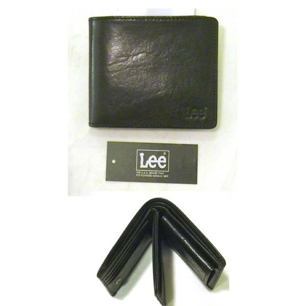 二つ折り財布　Lee　リー 中１枚付 メンズ 2つ折り 札入 財布 ブラック 0427-50