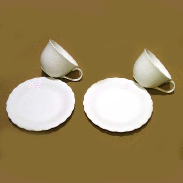 マグカップとお皿のペアセット  ホニトンレース　レースのリボン模様  カップルモーニング 0517-...