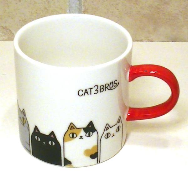 マグカップ 猫3兄弟＆となりの3兄弟が背伸びしている マグカップ 0521-03　プレゼント ギフト