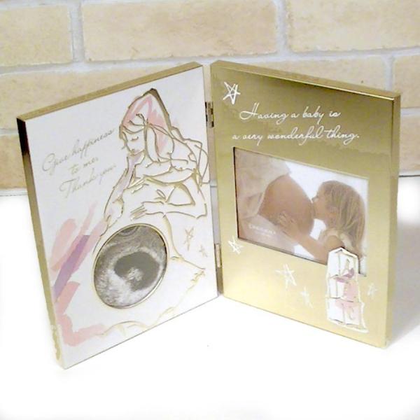 写真立て フォトフレーム 赤ちゃんのエコー写真が飾れる マタニティフレーム ・ゴールド 0712-3...
