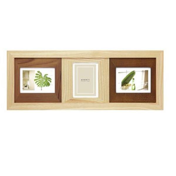 フォトフレーム 木製 写真立て ３窓 卓上 壁掛け 天然木 カラーウッド・ナチュラル 0717-32...