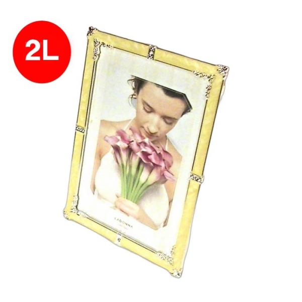 フォトフレーム 写真立て 2Lサイズ クリスタル リング キラキラ 結婚祝い向き L判2枚用マット紙...