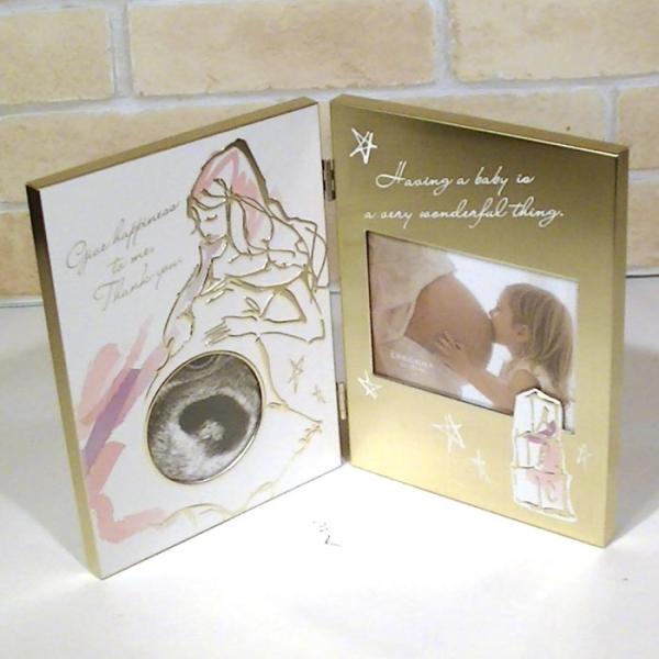 写真立て フォトフレーム 赤ちゃんのエコー写真が飾れる マタニティフレーム ・ゴールド 0812-3...