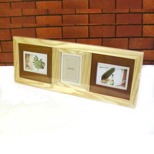 フォトフレーム 木製 写真立て ３窓 卓上 壁掛け 天然木 カラーウッド・ナチュラル 0817-32...