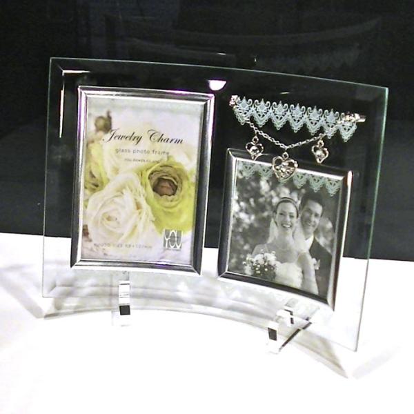 フォトフレーム ２窓 写真立て 透明 ガラス フォトフレーム・Ｌ判＆ミニサイズ 0819-23