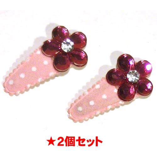 スリーピン　５弁花 布くるみ　スリーピン　２個セット ピンク 1114-42