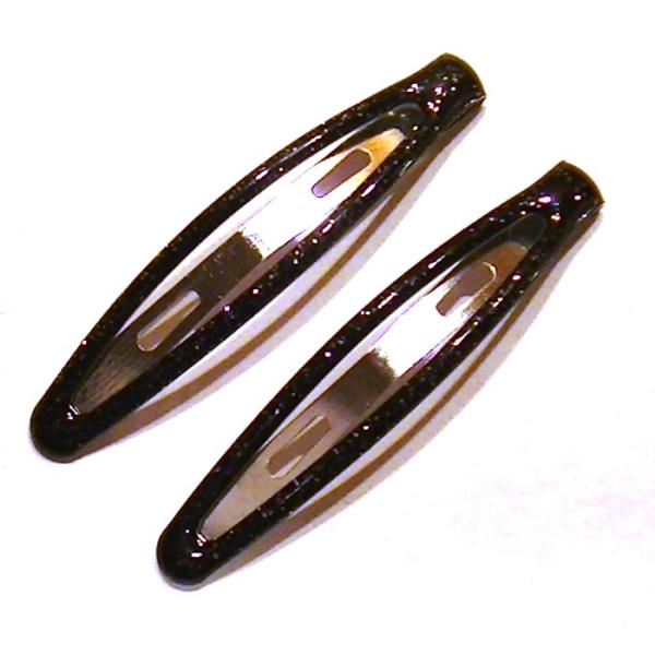 ラメ入り トップピン ２個 ブラック 1115-03  (パッチンピン パッチン留め パッチン止め)...