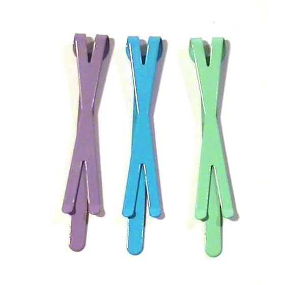 パステル メタル ヘアピン クロスピン３本　パープル ブルー グリーン 1117-18　プレゼント ...
