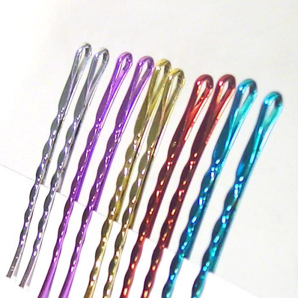 メッキ ヘアピン ちどりピン　ビビッド５色ｘ２本 1117-24　プレゼント ギフト