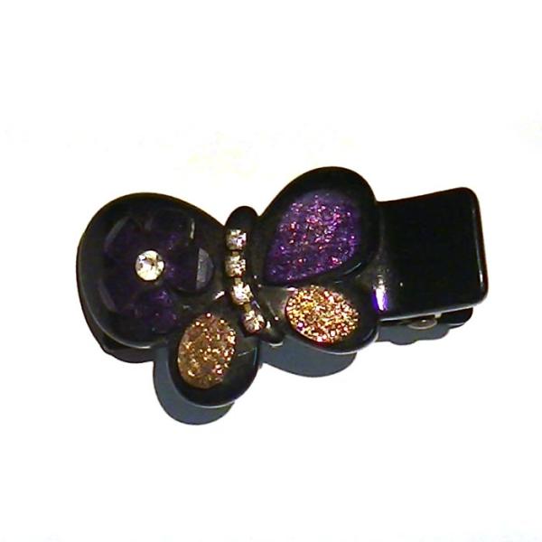 ヘアピン 髪止め 髪飾り ヘアクリップ　砂ラメ蝶　ミニクリップ 1123-76　プレゼント ギフト