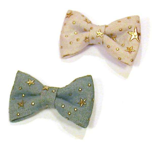 ヘアピン 髪止め 髪飾り ヘアクリップ　デニムスター　リボンベイククリップ・２色 1123-882　...