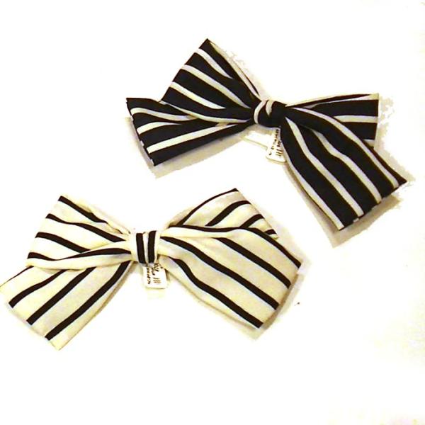 ヘアピン 髪止め 髪飾り ヘアクリップ　ラインボーダー　特大リボンベイク・２色 1124-292　プ...