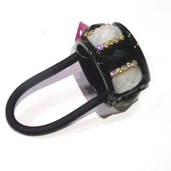 ラメ＆ストーンカフス　筒型開閉するコンチョ付き　ヘアゴム ブラック 1127-47　プレゼント ギフ...