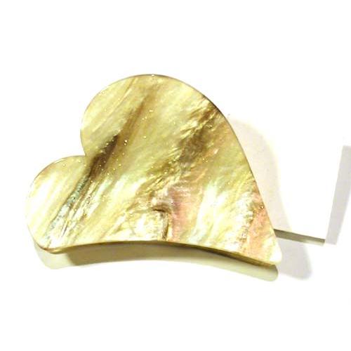 ラメ入りマーブル　ハート型クリップ ベージュ 1223-11  (髪止め ヘアークリップ 髪飾り)　...