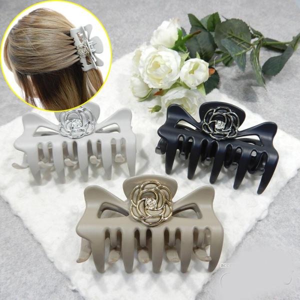 マットカラーバラ バンスクリップ 9cm 1223-323  (髪止め ヘアークリップ 髪飾り)　プ...