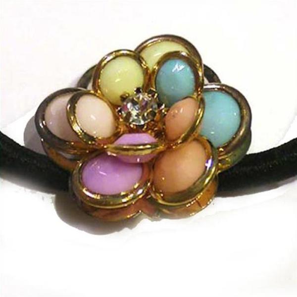 ビーズフラワー付き　ヘアゴム カラーミックス 1228-09　プレゼント ギフト