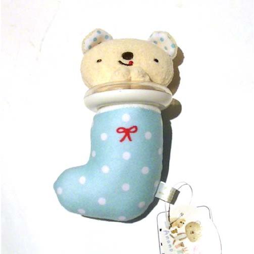 靴下形 マスコット 音入り ★1320円→特価  アナノカフェ ベビー ガラガラ　マスコット ベア ...