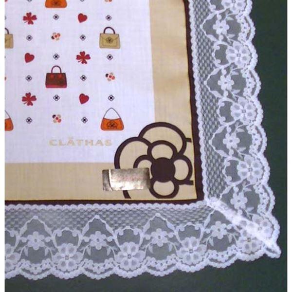 クレイサス ブランド レース付き 大判 ハンカチ ベージュ 2215-02　プレゼント ギフト