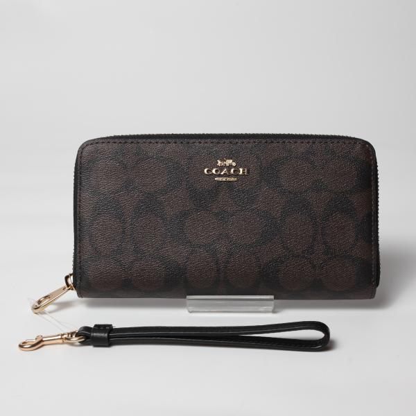 送料無料 COACH LONG ZIP AROUND Signature Canvas WALLET...