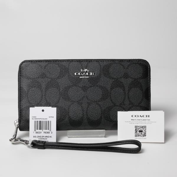 送料無料 COACH LONG ZIP AROUND Signature Canvas WALLET...