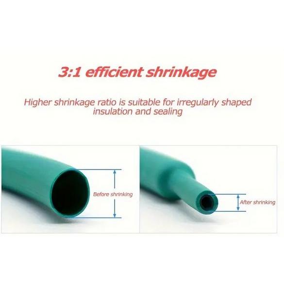 収縮チューブ 直径1.6mm - 6.4mm 1/3収縮 1mカット済み品 熱収縮管