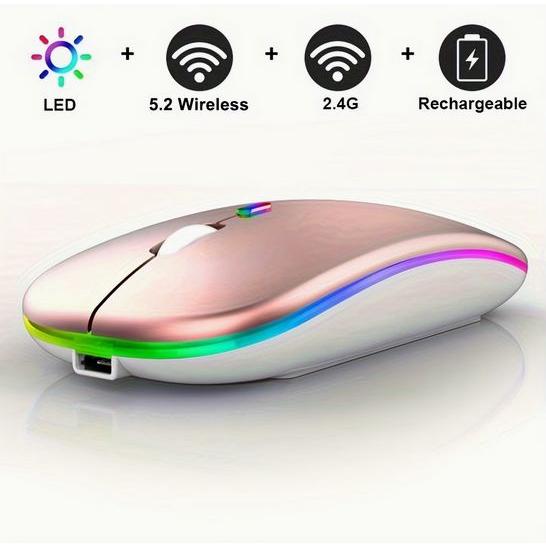 ワイヤレスマウス ローズゴールド 静音 充電式 2.4G/BT対応