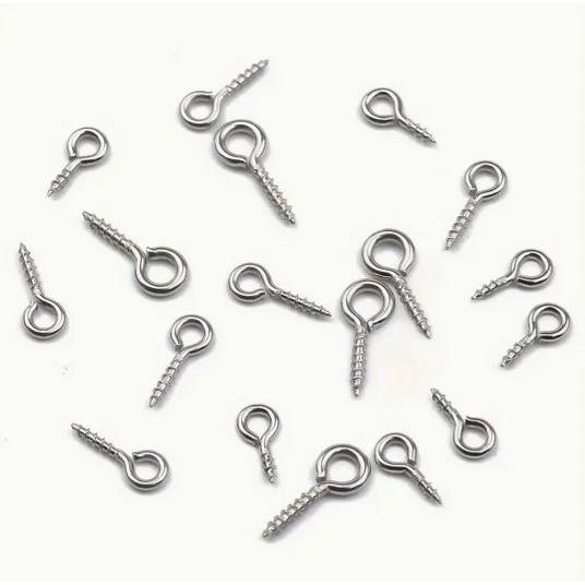 100個セット ステンレス鋼 スクリューアイピン ヒートン DIY ブレスレット ネックレスイヤリン...