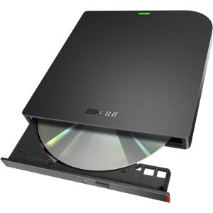 バッファロー USB3.2(Gen1)/3.0 外付け DVD/CDドライブ 書込みソフト バスパワー(給電ケーブル付き) Windows/Mac ブラック DVSM-PUV8U3-BK/N｜tkhc