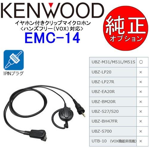 KENWOOD/ケンウッド イヤホン付きクリップマイクロホン 耳掛式　EMC-14
