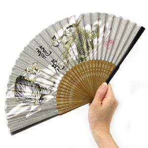 扇子 高級シルク扇子 龍虎 ゴールド 飛沫予防...の詳細画像1