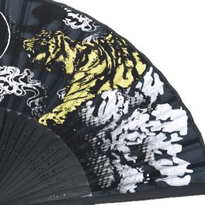 シルク扇子 陰陽龍虎 和柄 ドラゴン 男性 紳...の詳細画像2