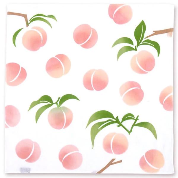 注染はんかち 桃 kenema 日本製 ハンカチ 手染め 大判 44cm角 かわいい ギフト もも ...