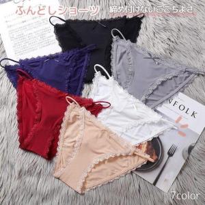 ふんどしショーツ レディース 女性 ショーツ ふんどし型パンツ 無地 単色 レース 紐パン サイド紐 シンプル ベーシック パンティー インナー 下着