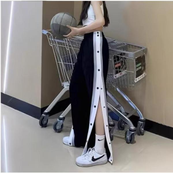 ワイドパンツレディースラインパンツフレアスリットジャージスウェットサイドラインゴムゆったりロング丈ス...