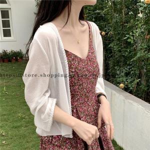UVカットシアー シフォン カーディガン ショ...の詳細画像1