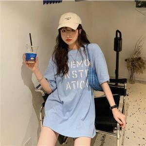 ロング ロゴtシャツ レディース 半袖 カット...の詳細画像4