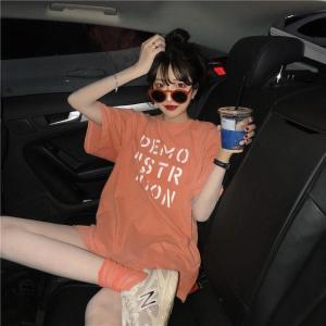 ロング ロゴtシャツ レディース 半袖 カット...の詳細画像5