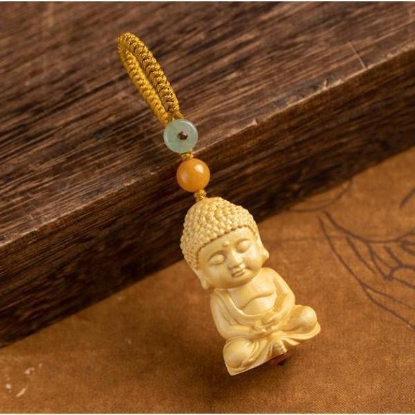 ミニ型ツゲの木彫り如来仏教の開祖お釈迦様ミニブッダフィギュア仏像置物木彫り釈迦像釈迦如来守護神開運ミ...