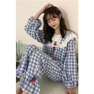 パジャマ セットアップ ルームウェア レディース 上下セット 部屋着 寝巻き 長袖 ロング丈 スクエ...