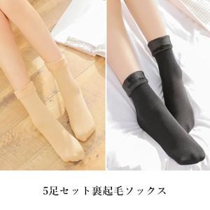 5足セット ソックス 裹起毛ソックス レディース 靴下 ボア 裏起毛 厚手 防寒 暖かい あったか ...