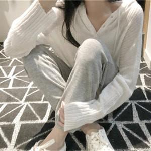 2点セット セーター+ロングパンツ レディース ニット ニットセーター 長袖 フード付き プルオーバ...