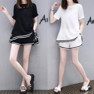 セットアップ 2点セット レディース 夏 半袖Tシャツ+ショートパンツ 上下セット おしゃれ バイカ...