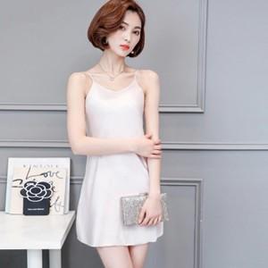 キャミワンピース タンクワンピース レディース ノースリーブ ミニ丈 無地 通気 オシャレ ゆったり...