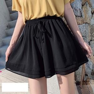 ショートパンツ レディース 短パン ワイドパンツ シフォンパンツ ボトムス 無地 ゆったり 着痩せ ...