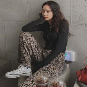 ワイドパンツ レディース ヒョウ柄 ハイウエスト ロング丈 ゆったり 大きいサイズ オシャレ 着痩せ...