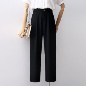 スラックス テーパードパンツ パンツ レディース 9分丈 ロングパンツ ストレート ハイウエスト 無...
