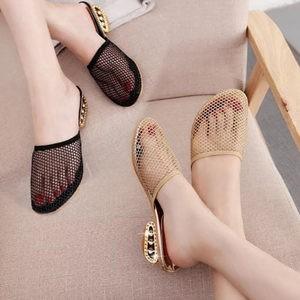 ミュール サボサンダル レディース ローヒール メッシュシューズ 通気性 疲れにくい 痛くない 歩き...